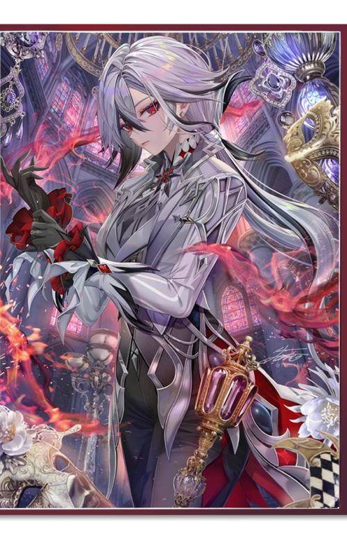 60PCS 67x92mm Holo Anime Card Sleeves for MTG/PTCG ( Arlecchino )