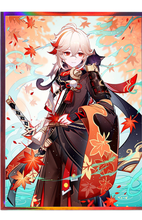 60PCS 67x92mm Holo Anime Card Sleeves for MTG/PTCG ( Kaedehara Kazuha )