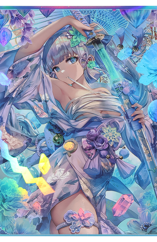 60PCS 67x92mm HOLO Anime Card Sleeves for MTG/PTCG ( Kamisato Ayaka )