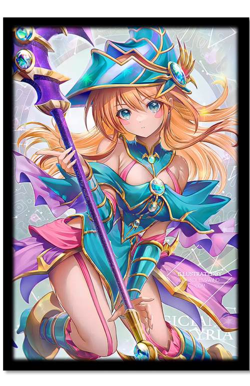 50PCS 62x89mm HOLO Japanese Size Card Sleeves for YGO/Photo Card ( Black Magician Girl )