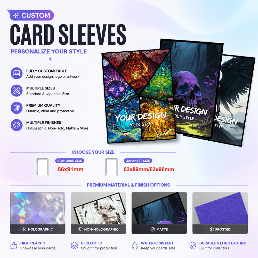 Custom Card Sleeves Glossy/Frosted/HOLO Style Standard/Japanese Size Card Sleeves for MGT/YGO/PTCG DIY Card Protector
